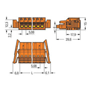 WAGO - Kabelsteckverbinder für Leiterplattensteckverbinder 1-Leiter-Federleiste 2231-304/037-000 Push-inCAGECLAMP,or − 50 Stück