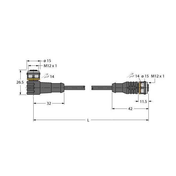 Turck - Konfektioniertes Sensor-Aktor-Kabel Aktuator- u. Sensorleitung WKC4TP7X24RSC4T/TEL PVC