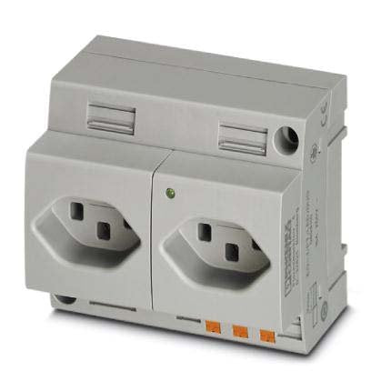 Phoenix Contact - Steckdose Reiheneinbau Doppelsteckdose EO-J/PT/LED/DUO Steckgesicht Typ J − 2 Stück