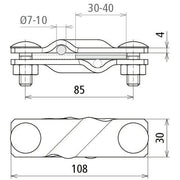 DEHN - Verbinder für Blitzschutz SV-Klemme St/tZn SVK7.107.10FL40STTZN f. Rd 7-10/10mm