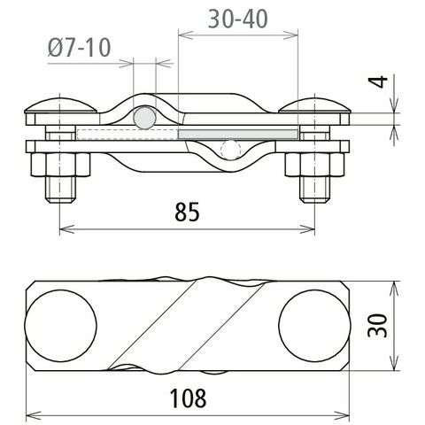 DEHN - Verbinder für Blitzschutz SV-Klemme St/tZn SVK7.107.10FL40STTZN f. Rd 7-10/10mm