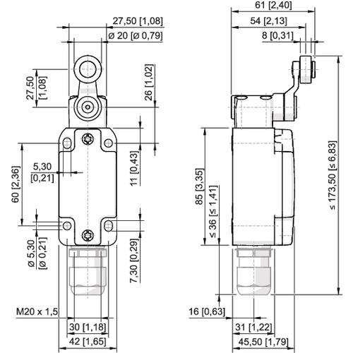 Stahl - Einzelpositionsschalter Positionsschalter 8070/2-2-D-U60