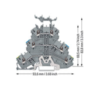 WAGO - Durchgangs-Reihenklemme Dreistockklemme 2000-3247 1mm²,gr − 40 Stück