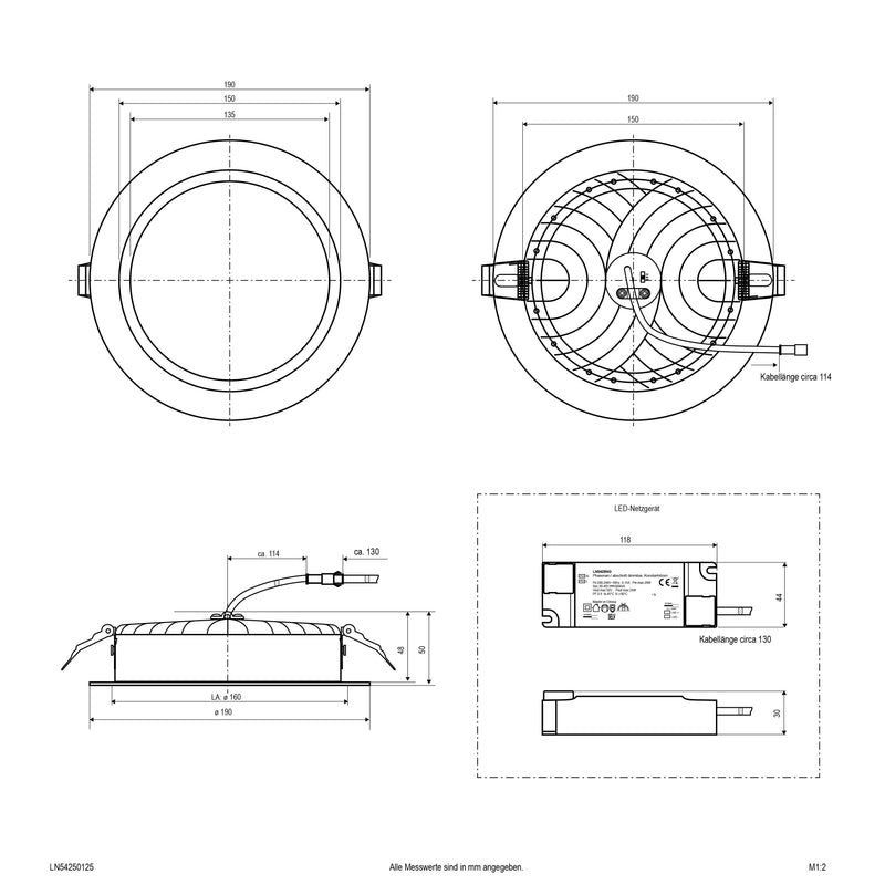 EVN Lichttechnik - Downlight/Strahler/Flutlicht LED-Downlight IP54 LN54250125 dimmbar