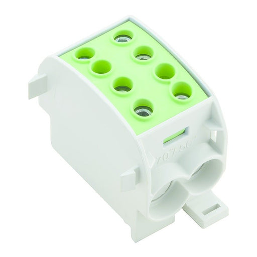 Weidmüller - Durchgangs-Reihenklemme Hauptleitungsabzweigklemme WPD 103 2X70/2X50 GN W-Reihe, TS 35 − 3 Stück