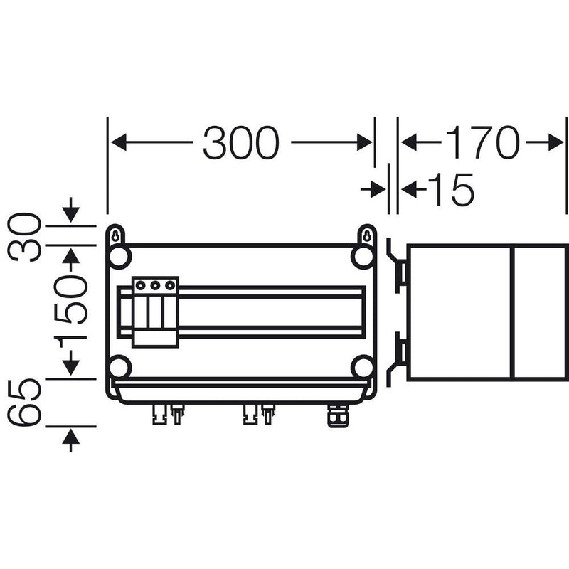 Hensel - Dose, Gehäuse für Montage auf der Wand/Decke PV-GAK mit ÜSE Mi PV 1111 1xPV-String auf 1xWR