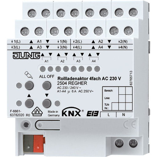 Jung - Bussystem-Jalousieaktor KNX Rollladenaktor 4-fach 2504 REGHER AC 230V − 1 Stück