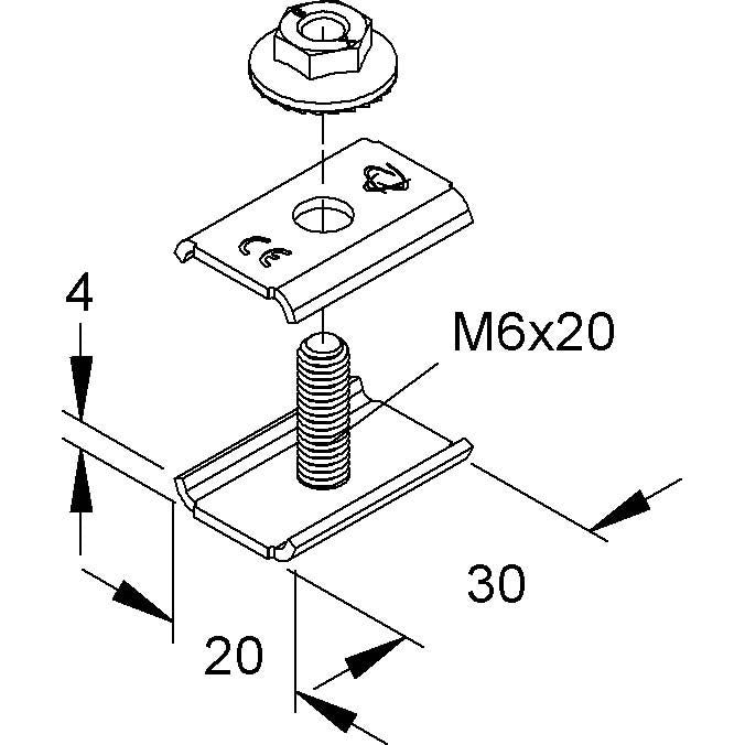 Niedax - Verbinder für Kabeltragsystem Universal-Verbinder GRV M6X20 V − 1 Stück