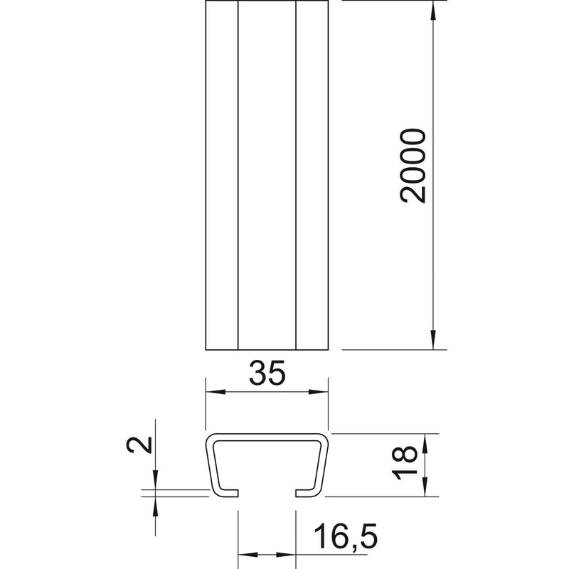 OBO Bettermann - Stiel/Profilschiene Profilschiene AMS3518UP2000FS band.vz − 2 Meter