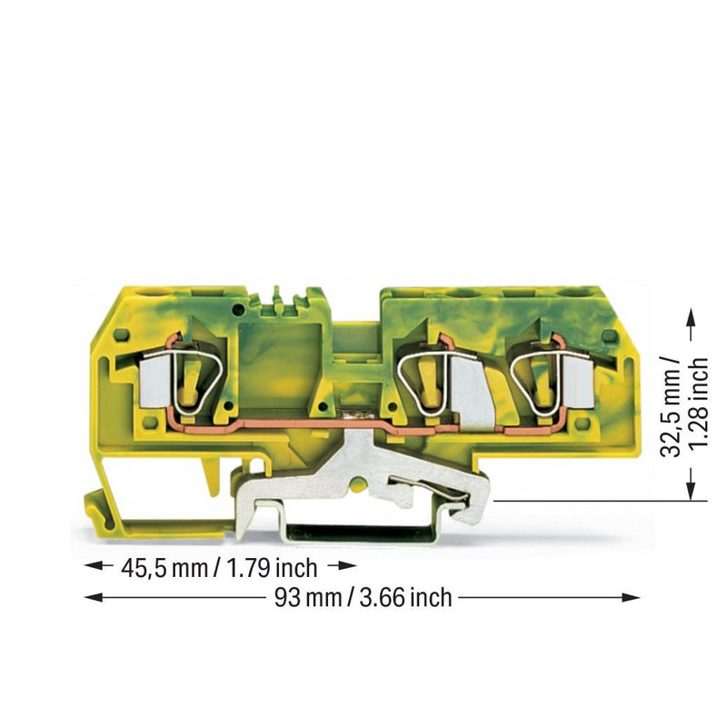 WAGO - Schutzleiter-Reihenklemme Schutzleiterklemme 282-687 gn/ge 0,2-6qmm