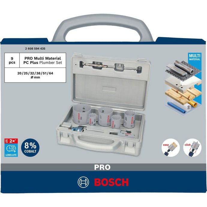 Bosch Power Tools - Werkzeugset PRO Multi Material PC Plus 2608594435VE(9) Lochsägen-Set 20 25  − 1 Packung