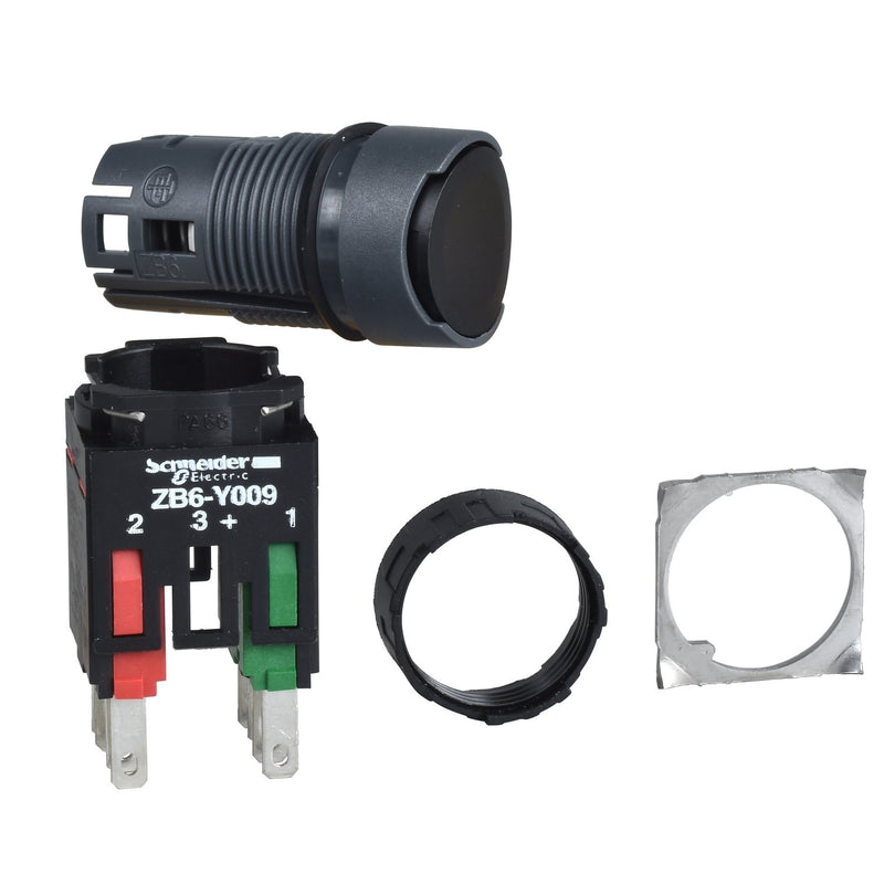 Schneider Electric - Drucktaster, Komplettgerät Drucktaster, schwarz XB6AA25B o. Rastung, 1S+1Ö − 1 Stück
