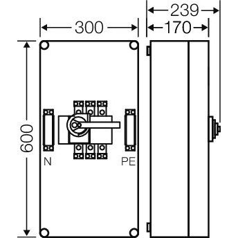Hensel - Lasttrennschalter Lastschaltergehäuse Mi 7456 160A 3p.+PE+N