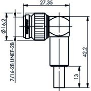 Telegärtner - Koax-Steckverbinder TNC-Kabelwinkelstecker 100023710 cr/cr, G5 (RG223/U) − 5 Stück