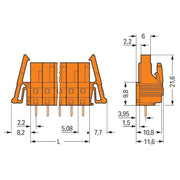 WAGO - Leiterplattensteckverbinder THT-Federleiste gerade 232-176/039-000 Maß 5,08mm,orange − 10 Stück