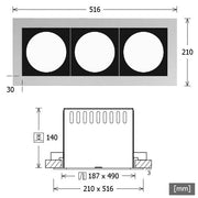 LTS Licht&Leuchten - Mechanisches Zubehör/Ersatzteile für Leuchten Einbaugehäuse SCER 2.3140 si 3-flammig ET140mm