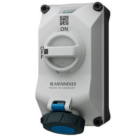 Mennekes - CEE-Steckdose abschaltbar, abgesichert (IEC 60309) Wandsteckdose DUOi 5612306G 16A3P6h 230V IP69