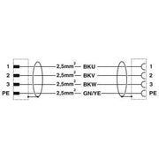 Phoenix Contact - Energiekabel < 1 kV, für ortsveränderlichen Einsatz Steckverbinder beidseitig K-3E-M17 M9/#1619326 kunststoffumspritzt − 2 Stück