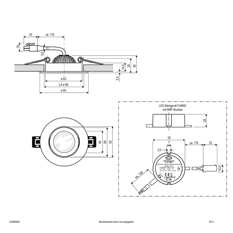 EVN Lichttechnik - Downlight/Strahler/Flutlicht LED-Deckenleuchte E44060902 schwenkbar