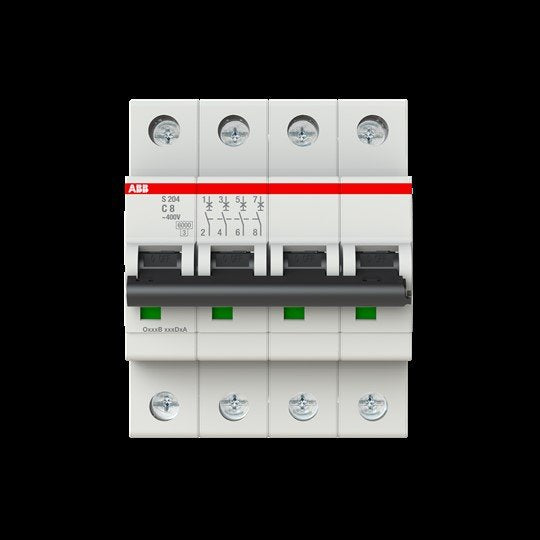 ABB Stotz S&J - Leitungsschutzschalter Sicherungsautomat S204-C8 6 kA, 8 A, 4P