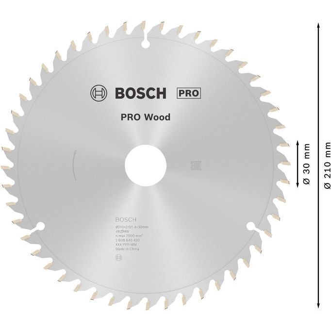 Bosch - Kreissägeblatt PRO Wood Kreissägeblatt, 2608640430 210 x 2 x 30 mm