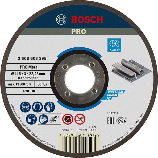 Bosch - Trenn-/Schleifscheibe PRO Metal Gebundene 2608603395 Trennscheibe 115 x 3