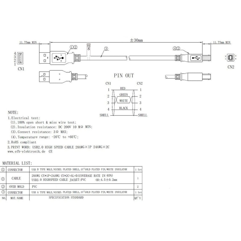 EFB-Elektronik - PC-Kabel USB-Anschlusskabel A auf B K5255.1,8 1,8m gr USB2.0