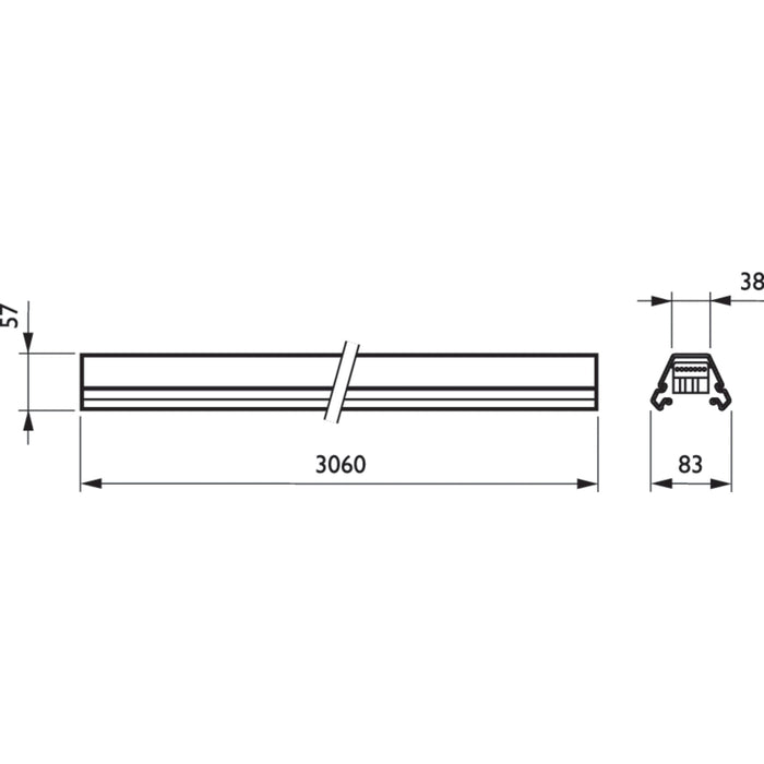 Philips Lighting - Tragschiene für Lichtbandsystem Tragschiene mit DV 4MX056 582 7x2.5 SI 2-längig 58W  − 1 Stück
