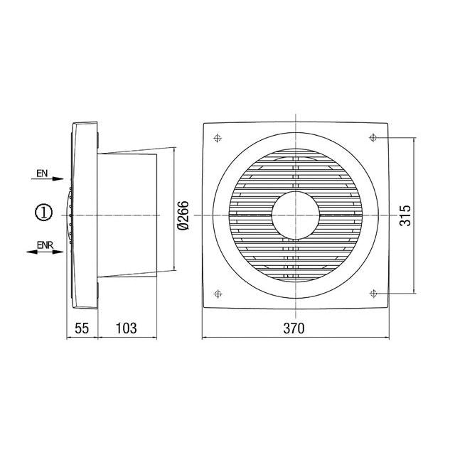 Maico - Wandventilator für Industrie und Gewerbe Wandeinbauventilator ENR 25 DN250