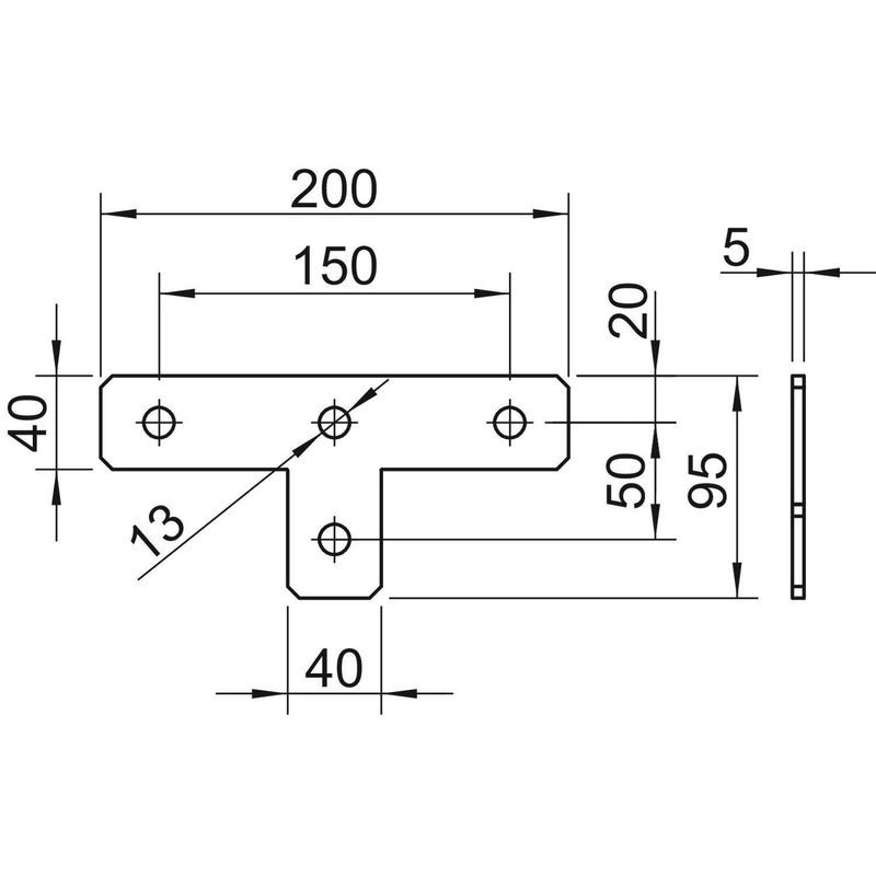 OBO Bettermann - Verbinder für Stiel/Profilschiene Verbindungsplatte GMS 4 VP T A2 200x95x40x4mm − 10 Stück