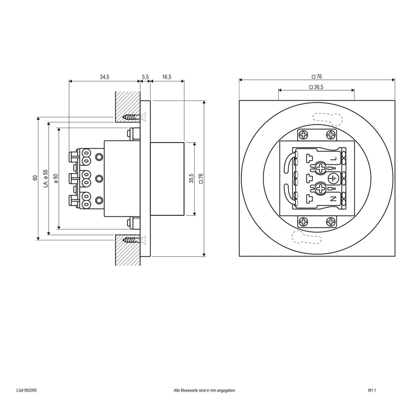 EVN Lichttechnik - Decken-/Wandleuchte LED-Wandeinbauleuchte LQ41802WE 3000K IP44 ws