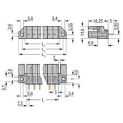 WAGO - Leiterplattensteckverbinder THT-Federleiste gerade 232-153/047-000 Rastermaß 5mm,grau − 10 Stück