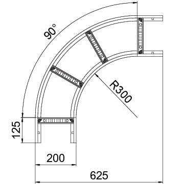 OBO Bettermann - Bogen für Kabelleiter Bogen LB 90 620 R3 FT 90 Grad