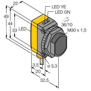 Turck - Lichttaster mit Hintergrundausblendung Opto Sensor QS30FF400 W/30" Lichttaster − 1 Stück