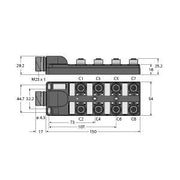Turck - Passiver Sensor-/Aktor-Verteiler (mit Leitung) Verteiler passiv TB-8M12-4P2-CS12H M12x1-8fach − 1 Stück