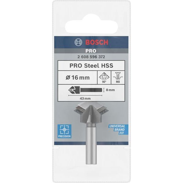 Bosch - Versenkbohrer PRO Steel HSS Kegelsenker, 2608596372 16 x 43 mm, M8