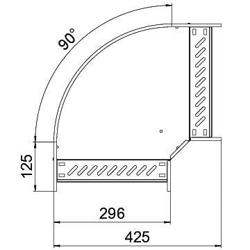 OBO Bettermann - Bogen für Kabelrinne Bogen 90° für Kabelrinne RB 90 630 FSK SW horizontal 60x300