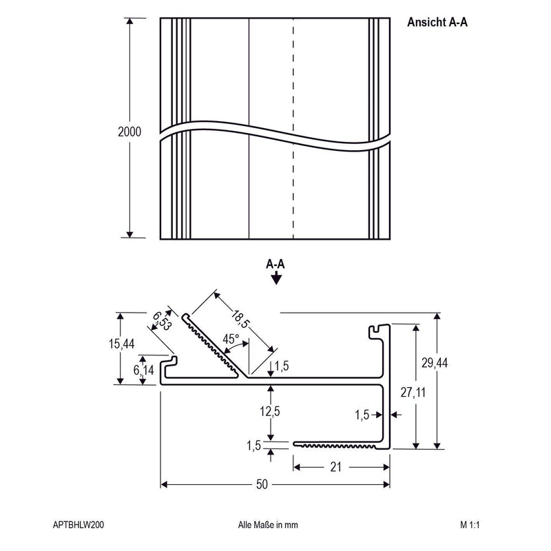 EVN Lichttechnik - Mechanisches Zubehör/Ersatzteile für Leuchten Trockenbauprofil APTBHLW200 für LED-Stripes