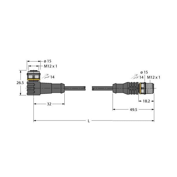 Turck - Konfektioniertes Sensor-Aktor-Kabel Aktuator-/Sensorleitung WKC4T-2-RSC4T/TEL