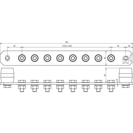 DEHN - Potentialausgleich-Schiene Potentialausgleichschiene PAS I 8AP M10 V2A o. Abdeckung NIRO