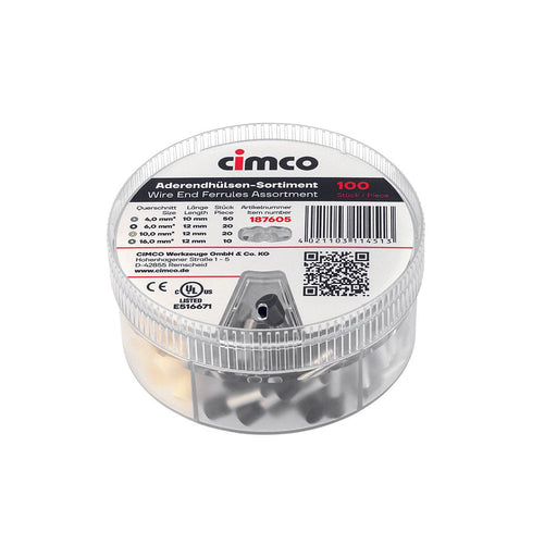 Cimco Werkzeuge - Sortimentskasten für Anschluss- und Verbindungstechnik Aderendhülsen-Streudose 187605 24-6-10-16mm²