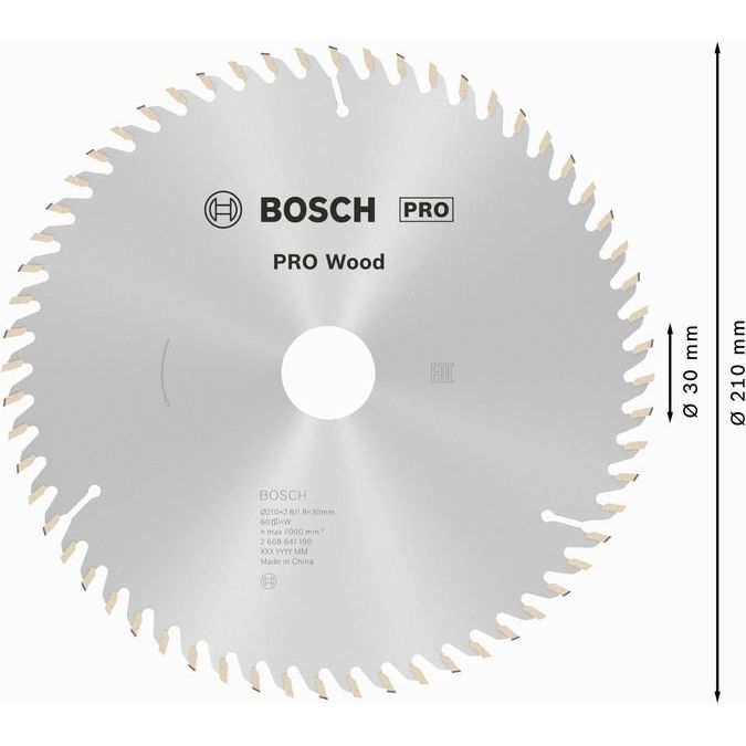 Bosch - Kreissägeblatt PRO Wood Kreissägeblatt, 2608641190 210 x 2,8 x 30 mm