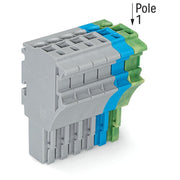 WAGO - Ein- und mehrpolige Klemmenleiste 1-Leiter-Federleiste 2022-106/000-038 4 mm²,gr/bl/gn-ge − 50 Stück