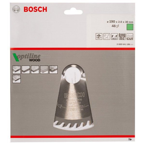 Bosch - Kreissägeblatt PRO Wood Kreissägeblatt, 2608641186 190 x 2 x 30 mm, Z48