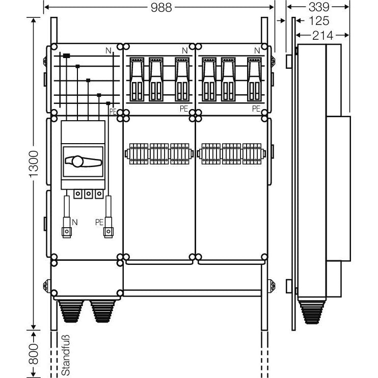 Hensel - Verteilerschrank für Energieversorgung Ladeverteiler Mi EV 43kW 6000 b. z. 6 Ladepunkte