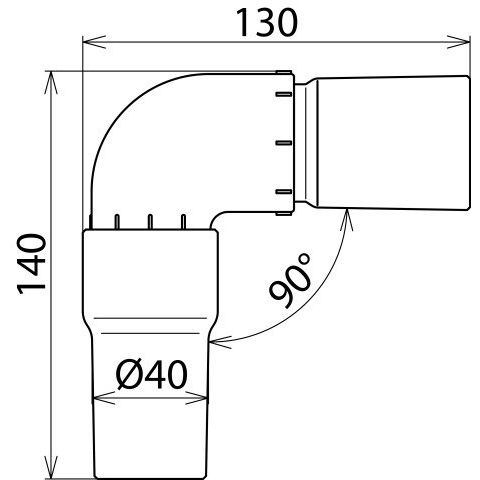 DEHN - Zubehör/Ersatzteile für Sicherheitsgeräte Saugrohrwinkel SRW 90 MS 90 Grad D40, L120mm