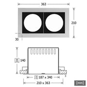 LTS Licht&Leuchten - Mechanisches Zubehör/Ersatzteile für Leuchten Einbaugehäuse SCER 2.2140 si 2-flammig ET140mm