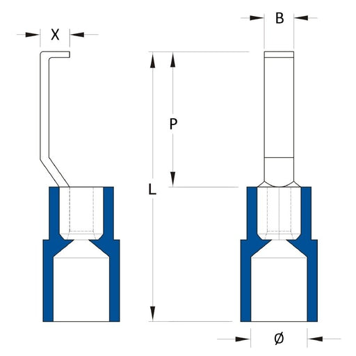 Weidmüller - Verbinder für Cu-Leiter zum Verpressen Kabelschuh HBT 2,5 - 3,0 BL max.: 2.5 mm² − 100 Stück