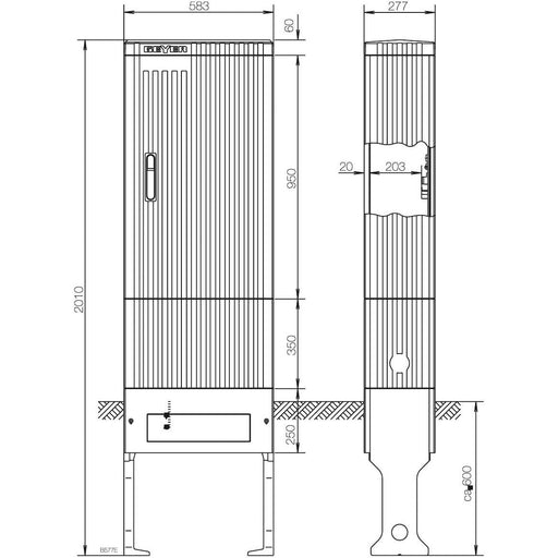 ABN - Leergehäuse Säule BH7 4 Einbaueinh. SK205A E-Cu 30x6mm