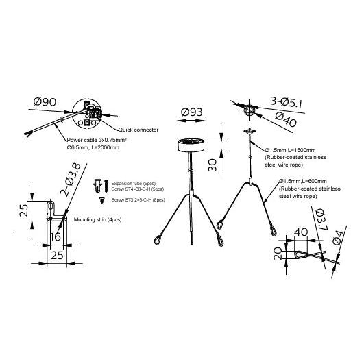 Philips Lighting - Mechanisches Zubehör/Ersatzteile für Leuchten Leuchten Abhängeset RC159Z Sus #75250499 Seilabhängung 3adrig